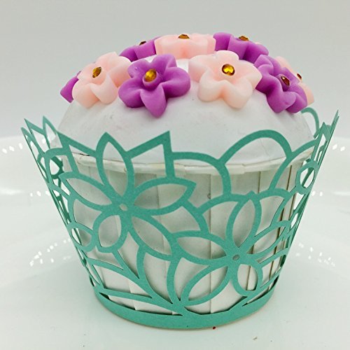 CozyT 50 PACK Flowers Design Cupcake Wrappers Artistic Bake Cake Paper Cups Vine Lace Laser Cut Liner Baking Cup... N8