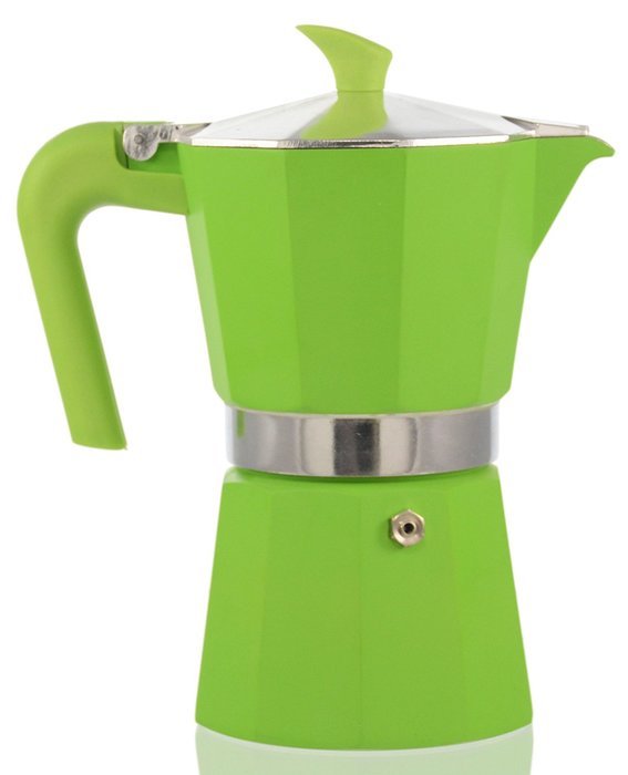Pedrini Italy Colours Collection Stovetop Moka Espresso Maker 1, 2, 3, and 6 Cup Green, Pink, and Blue with Italian... N13