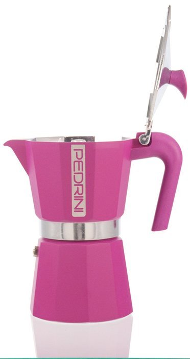 Pedrini Italy Colours Collection Stovetop Moka Espresso Maker 1, 2, 3, and 6 Cup Green, Pink, and Blue with Italian... N15