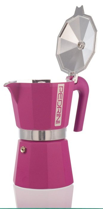 Pedrini Italy Colours Collection Stovetop Moka Espresso Maker 1, 2, 3, and 6 Cup Green, Pink, and Blue with Italian... N16