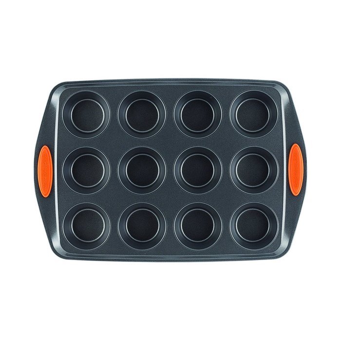 Generic Bakeware Oven Lovin' Muffin and Cupcake Pan 12-Cup Nonstick Gray with Orange N4