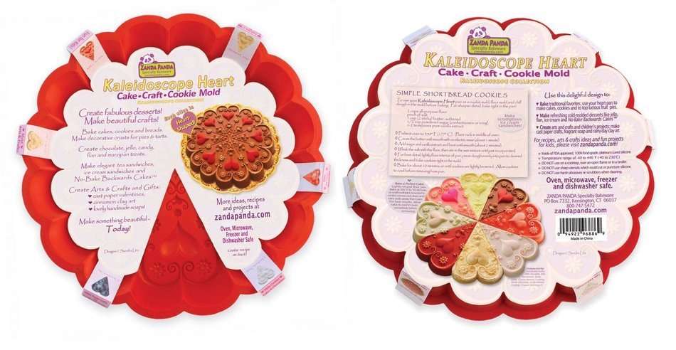 Zanda Panda 9 Inch Kaleidoscope Heart Mold, Bright Red
