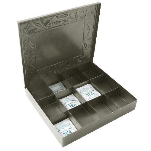 Old Dutch Pewter 12 Compartment Tea Bag Storage Box