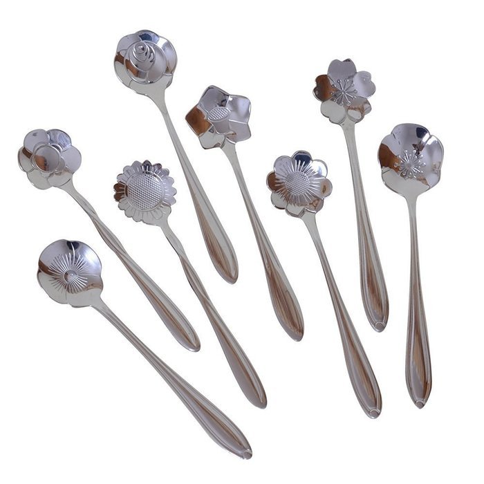 Allure Maek Set of 8 Stainless Steel Creative Spoon for Flower Coffee Spoon,Stirring Spoon, Sugar Spoon, Stir... N7