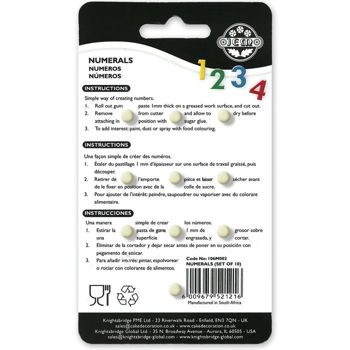 PME 10-Piece Plastic Cutter Set, Numerals 0-9 N3