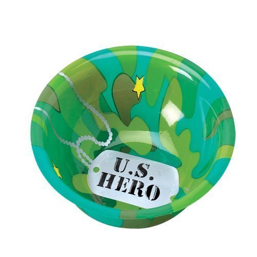 Dozen Camo Camouflage "US HERO" Dog Tag Design Plastic Party Bowls