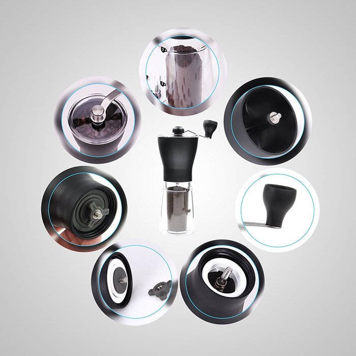 Premium Quality Mini Coffee Bean Grinder in Black with Adjustable Ceramic Burr N2