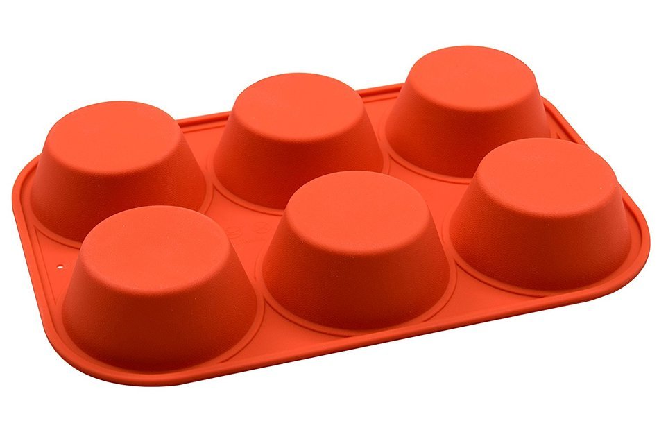 Marathon Housewares KW200010RD Premium Silicone 6 Cup Standard Size Muffin Pan, Red N10