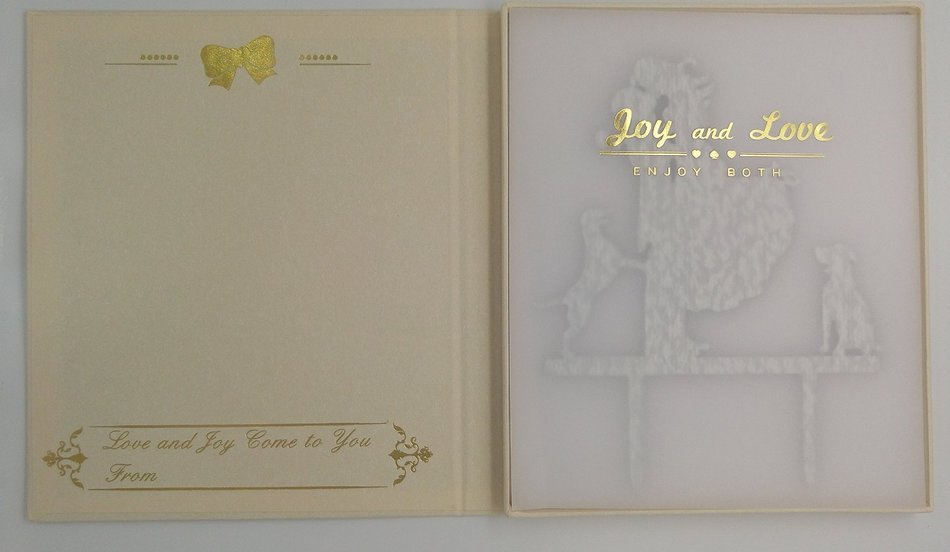LOVENJOY with Gift Box Love Her Love Her Dog Silhouette Acrylic Wedding Engagement Cake Decoration Topper Black... N15