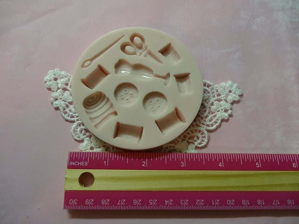 Sewing Box Fashion Designer Set Silicone Mold By Oh! Sweet Art FDA Approved for Food N3