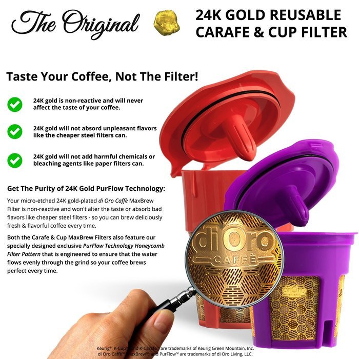 MaxBrew 24K GOLD Keurig Accessories (1) Single K-Cup Reusable (1) K-Carafe Reusable (3) Premium Water Filters... N5