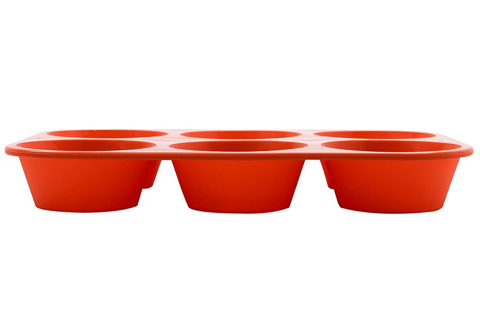 Marathon Housewares KW200010RD Premium Silicone 6 Cup Standard Size Muffin Pan, Red N16