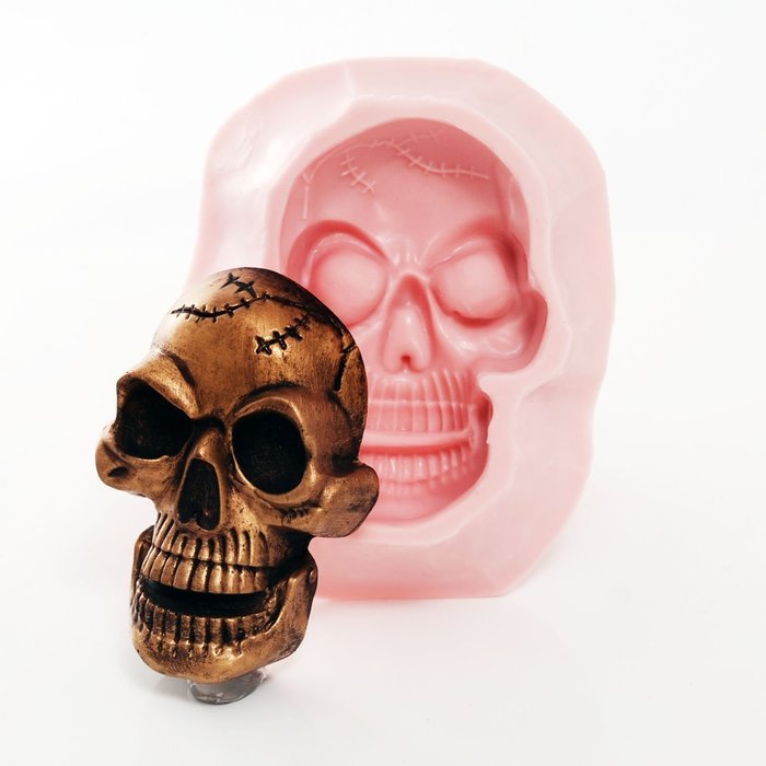 Large Skull Silicone Mold Food Safe Fondant, Chocolate, Candy, Resin, Polymer Clay, Soap, Wax Candle Mold N9