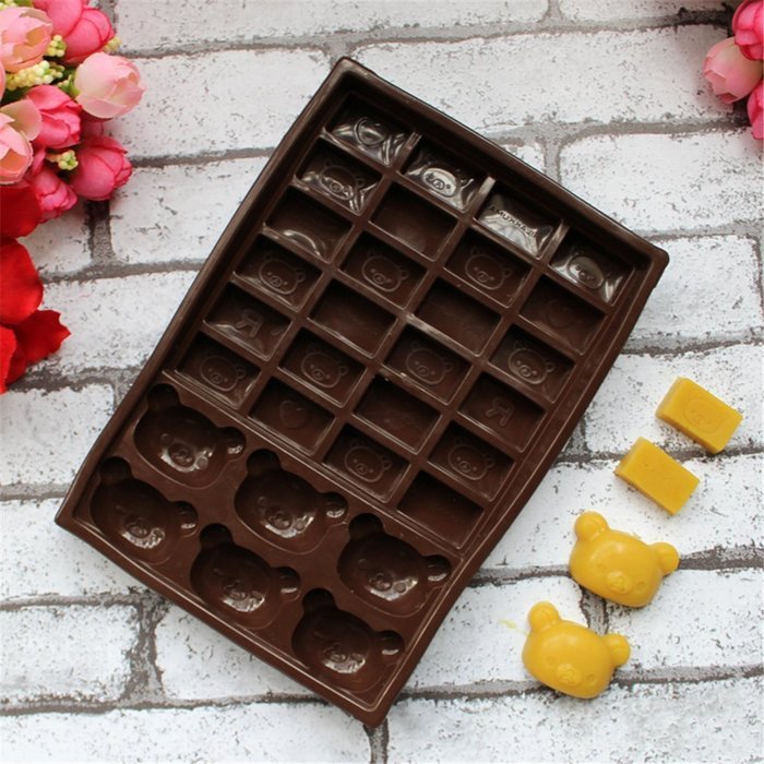 Yunko 30 Cavity Rilakkuma Bear Silicone Cookie Chocolate Candy and Gummy Mold N3