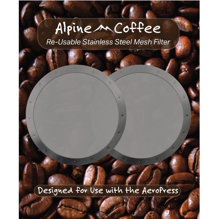Set of 2 High Quality Stainless Steel Mesh Alpine Coffee Filters - Ultra Fine 350 Mesh Designed for use with the... N2