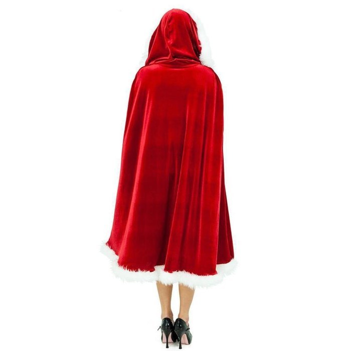 Cloak Costume ,BeautyVan Red Velvet Christmas Hooded Cape Women fashion Cloak Deluxe Costume N3