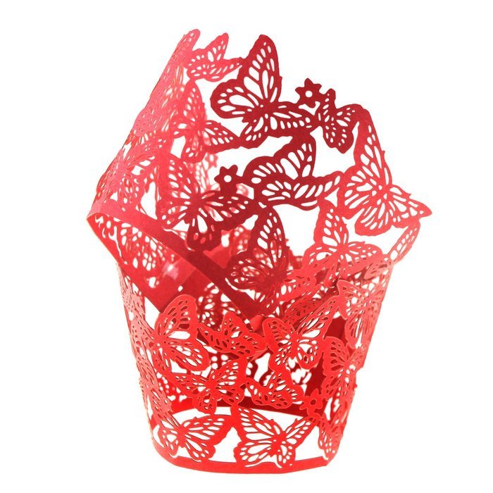 UNIQLED Pack of 50 Dancing Butterfly Filigree Bake Cake Paper Cups Little Vine Lace Laser Cut Liner Cupcake Wrappers... N10