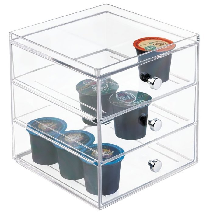 InterDesign Single Serve Coffee Pod Holder for Kitchen Pantry, Countertops - Holds 27 Capsules, Clear N9