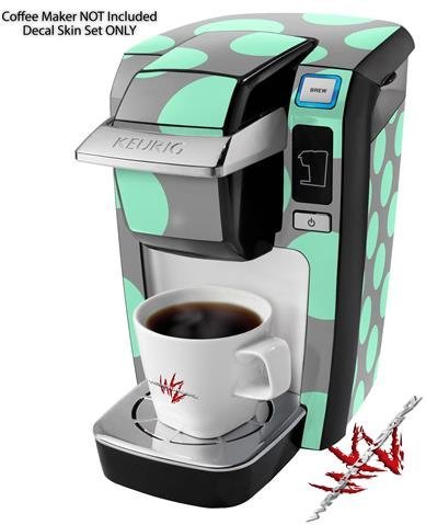 Kearas Polka Dots Mint And Gray - Decal Style Vinyl Skin fits Keurig K10 Mini Plus Coffee Makers (KEURIG NOT INCLUDED)