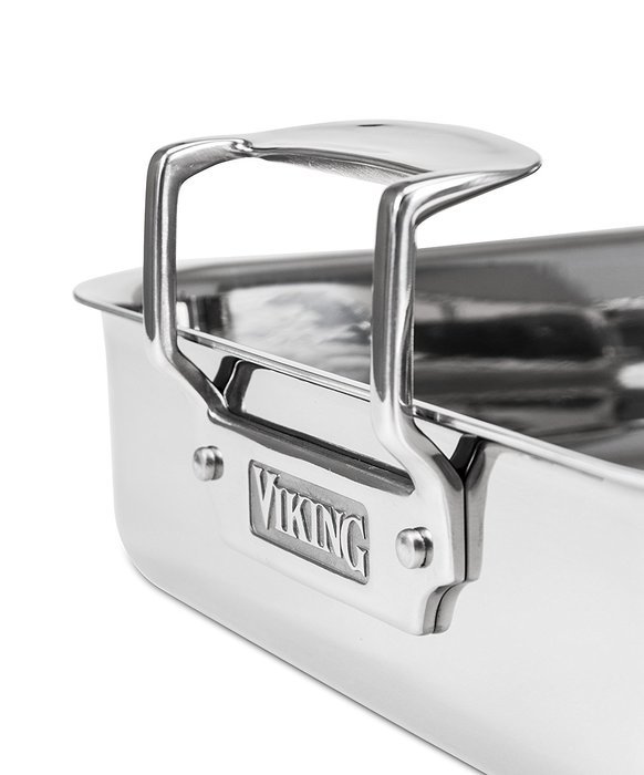 Viking Culinary 3-Ply Stainless Steel Roasting Pan and Non-Stick Rack, 16 Inch by 13 Inch N8
