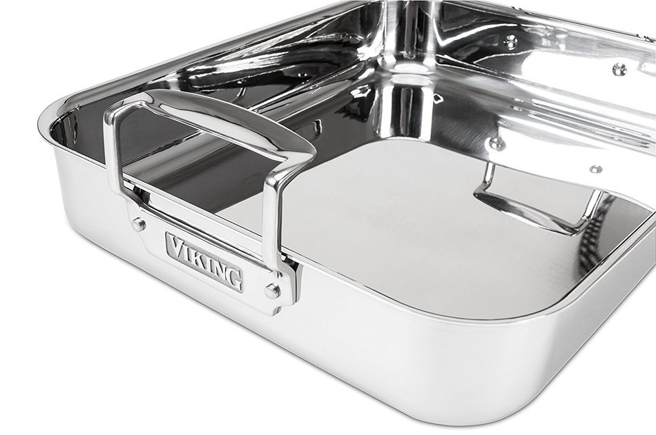 Viking Culinary 3-Ply Stainless Steel Roasting Pan and Non-Stick Rack, 16 Inch by 13 Inch N9