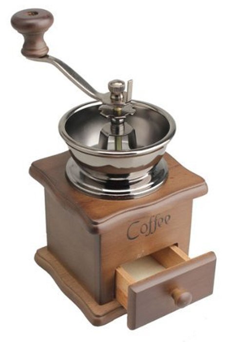 ReaLegend Wooden Manual Coffee Grinder Vintage Style Hand Coffee Mill Burr Coffee Grinder with Ceramic Hand Crank N7