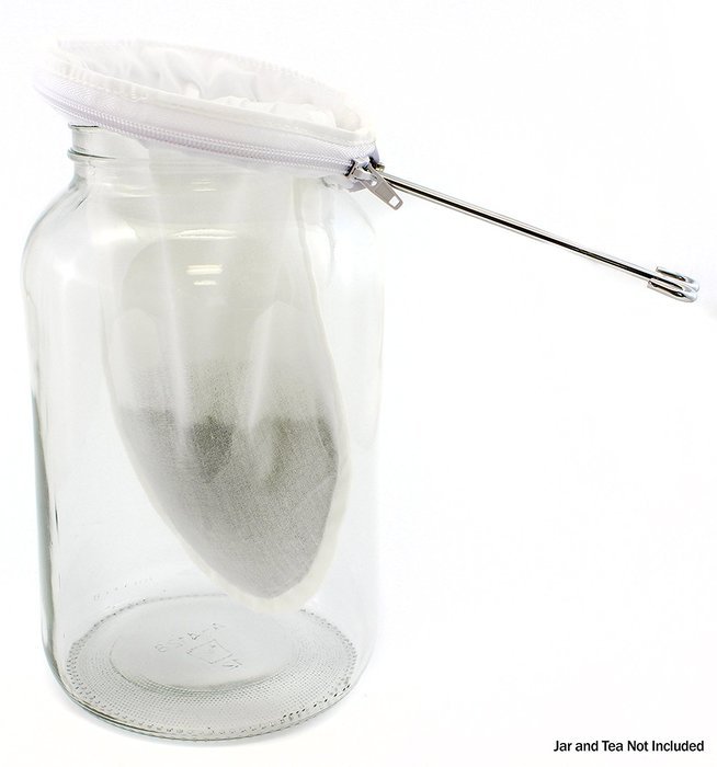 Thai Iced Tea Filter, Traditional Stainless Steel Thai Tea Strainer with Zipper Removable Strainer Sock N11