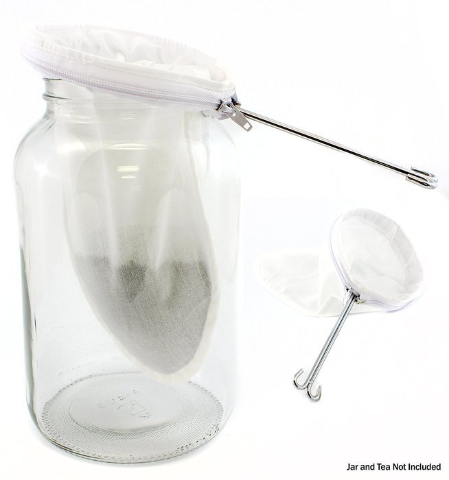 Thai Iced Tea Filter, Traditional Stainless Steel Thai Tea Strainer with Zipper Removable Strainer Sock N12