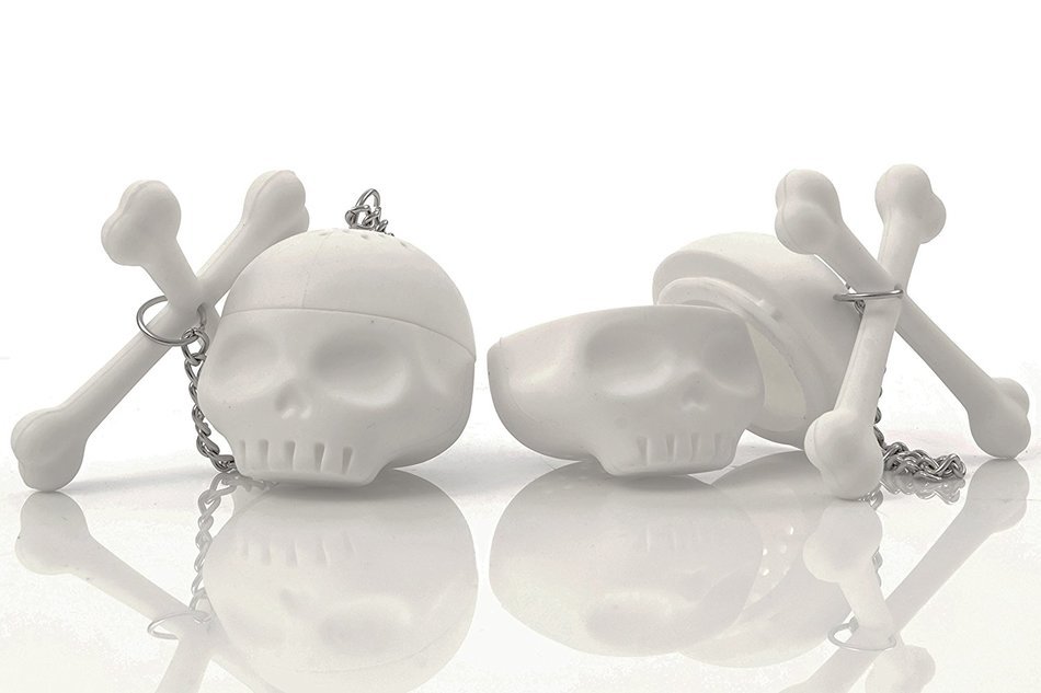 Wishstone Mr & Mrs Bone Sugar Skull & Crossbones Tea infuser Set of 2 - Good Addition To Nessie Loch Ness Monster... N2
