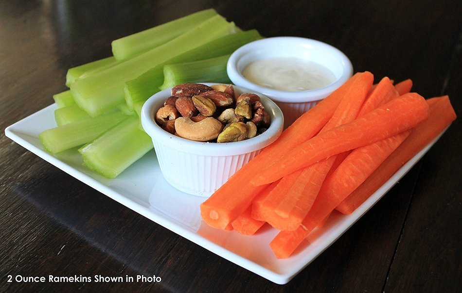 Clipper Fluted Round Stackable Small Melamine Condiment Ramekins with Pan Scraper, White (12-Pack, 2 Ounce) N16