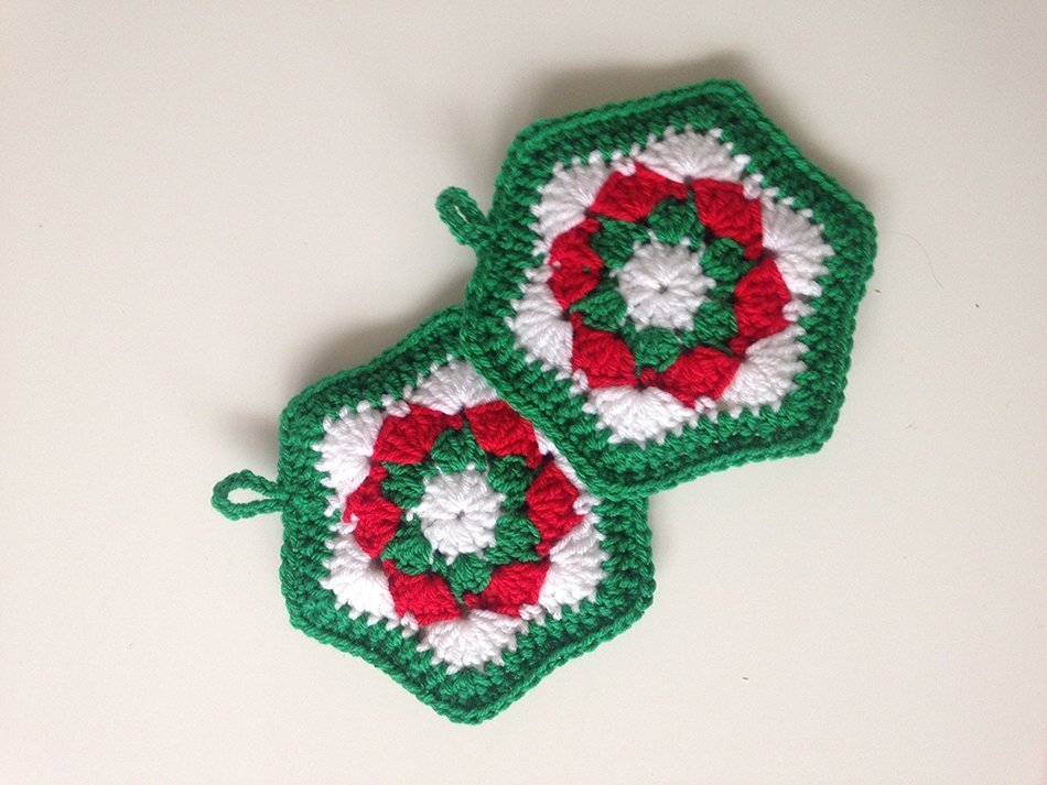 Crochet pot holders in Christmas motive, crochet potholders N6