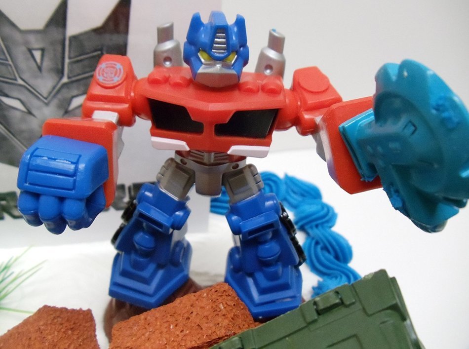 Transformers 10 Piece Birthday Cake Topper Set Featuring Bumblebee and Optimus Prime Figures with Themed Decorative... N5