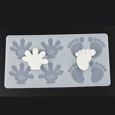 Sher 8 Hole Baby's Hands and Feet Shape Chocolate Plugin Mold for Cake Decoration Baking Mold Silicone Material