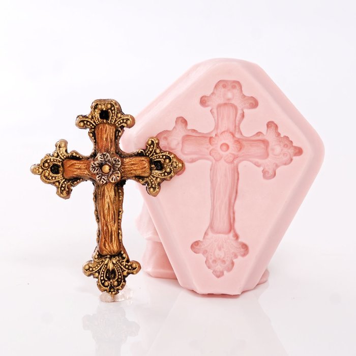 Rustic Cross Silicone Mold Food Safe Fondant, Candy, Chocolate, Craft, Resin, Clay Flexible Mold N4
