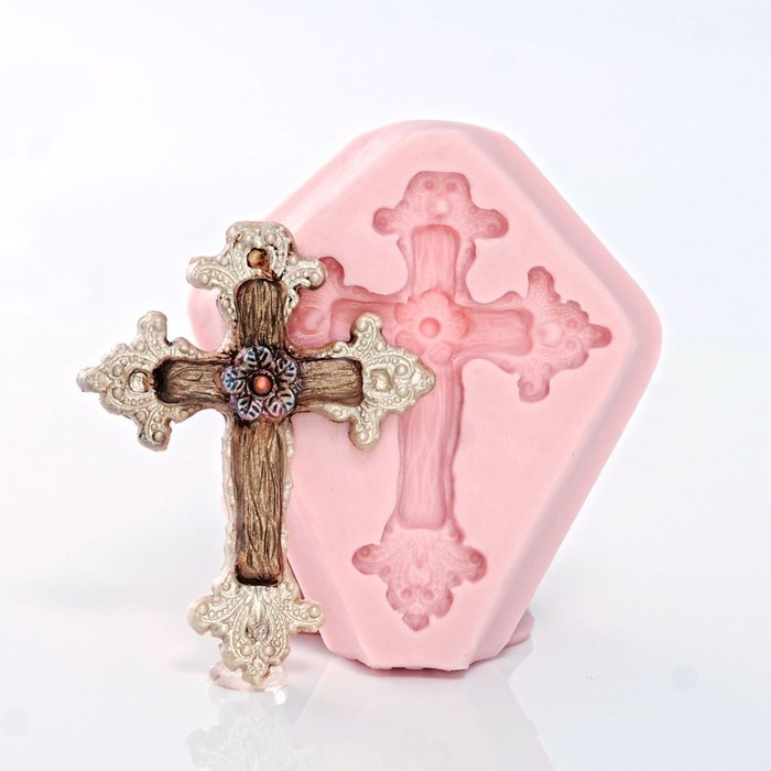 Rustic Cross Silicone Mold Food Safe Fondant, Candy, Chocolate, Craft, Resin, Clay Flexible Mold N6