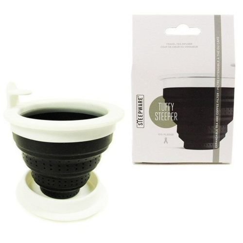 The TeaSpot Tuffy Steeper Silicone Loose Tea Filter Infuser Black N2