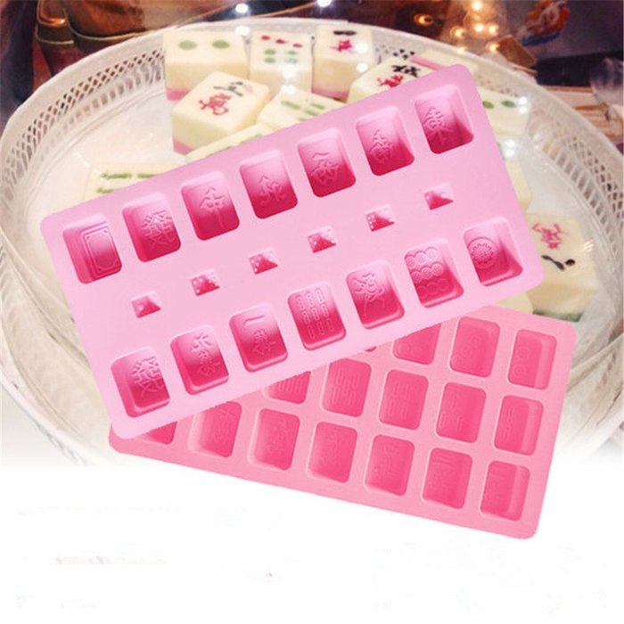 Yunko The Intact Chinese Mahjong 1:1 Chocolate Ice Cube Soap Candy Mold Silicone Cake Decor (2 Pack) N3
