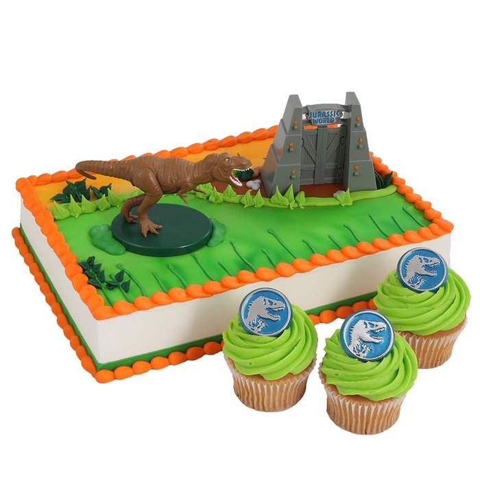 Jurassic World Officially Licensed Cake Topper and 24 Cupcake Topper Rings N2