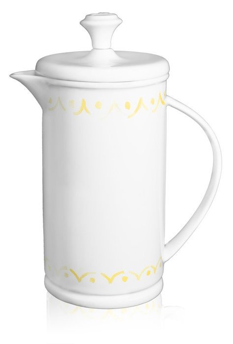 The French Press Coffee Company Porcelain & Stainless Steel Bow-handle French Press - Borders Orange N3