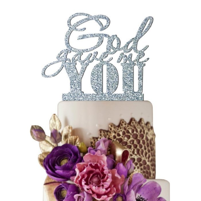 Sugar Yeti Made In USA Wedding Cake Topper God Gave Me You #22 Gold Mirror N14