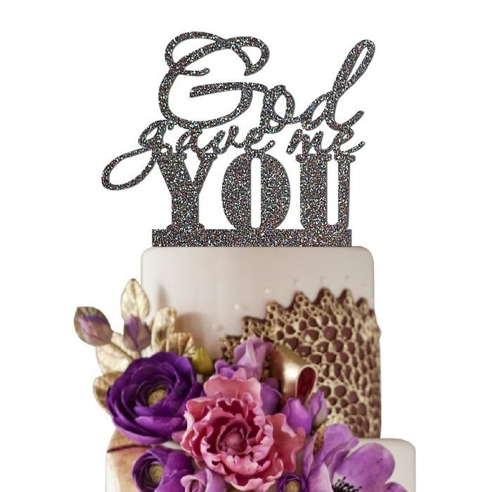 Sugar Yeti Made In USA Wedding Cake Topper God Gave Me You #22 Gold Mirror N15