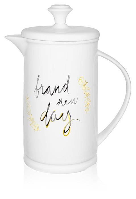 The French Press Coffee Company Porcelain & Stainless Steel Bow-handle French Press - Borders Orange N6