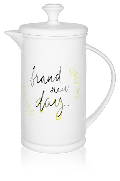 The French Press Coffee Company Porcelain & Stainless Steel Bow-handle French Press - Borders Orange N7