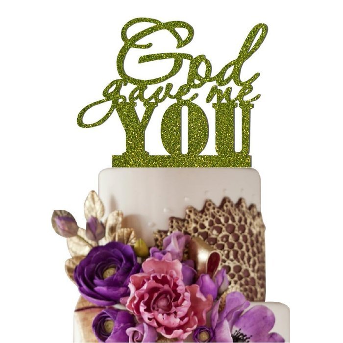 Sugar Yeti Made In USA Wedding Cake Topper God Gave Me You #22 Gold Mirror N18
