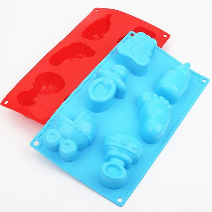 6-Cavity Pacifiers Feet Bottles Silicone Cake Molds DIY Creative Cake Mold Chocolate Mold Candy Mold(Random Color...