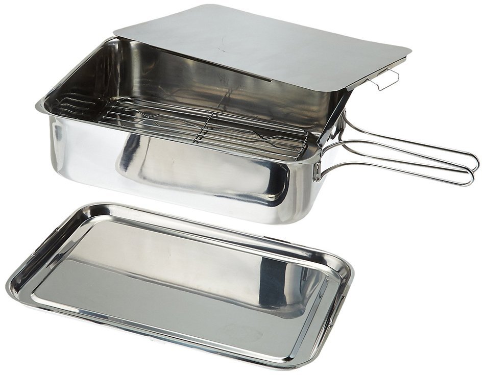 ExcelSteel Stainless Steel Stovetop Smoker, 14 1/2" X 10 1/2" X 4", Silver N2