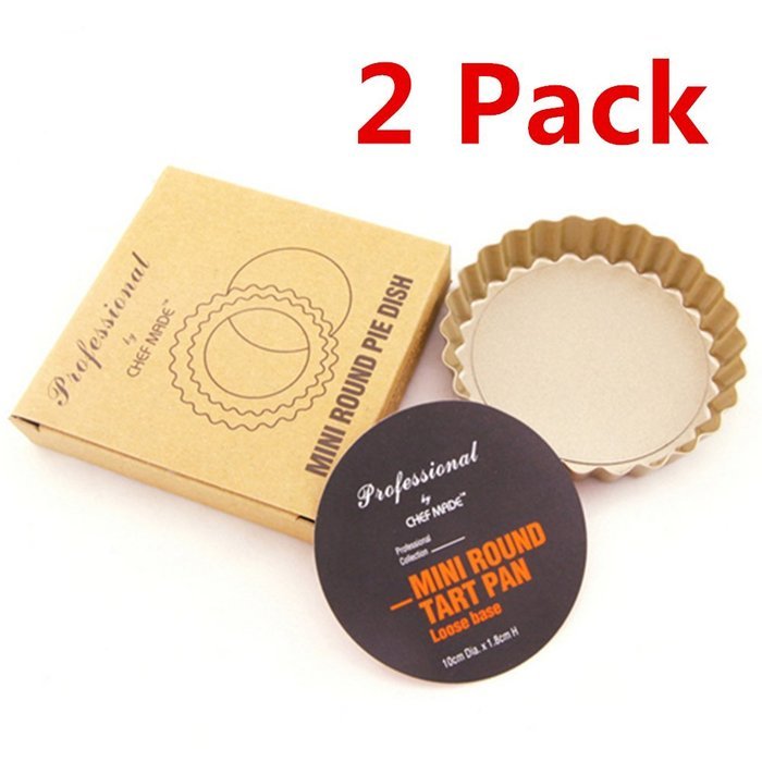 Excelity&reg; Non-Stick 4-Inch Quiche Pie Pan Removable Loose Bottom Baking Pastry Mold (2 Pack(Round)) N3