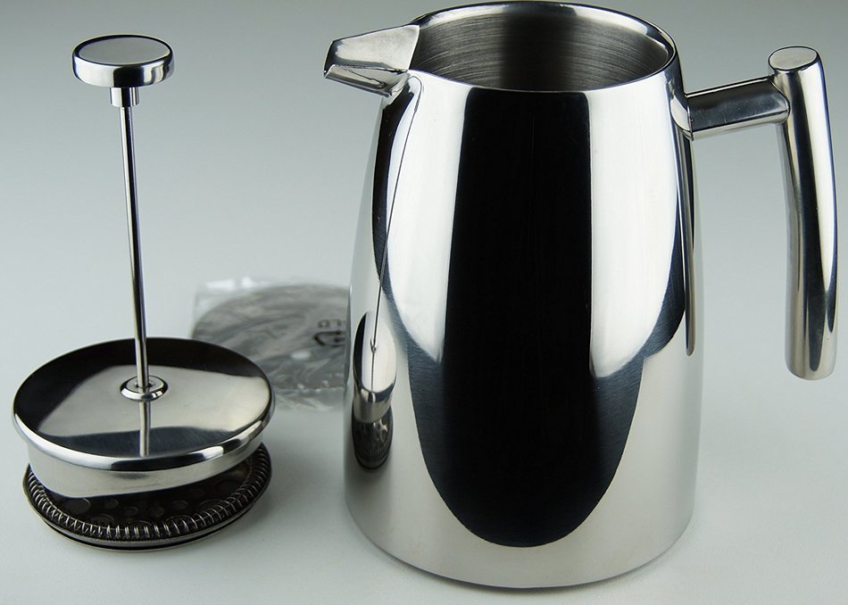 Elegant French Coffee Press Stainless Steel Insulated Double Wall with Spare Screen 8 cup 1 Liter (34oz) N2
