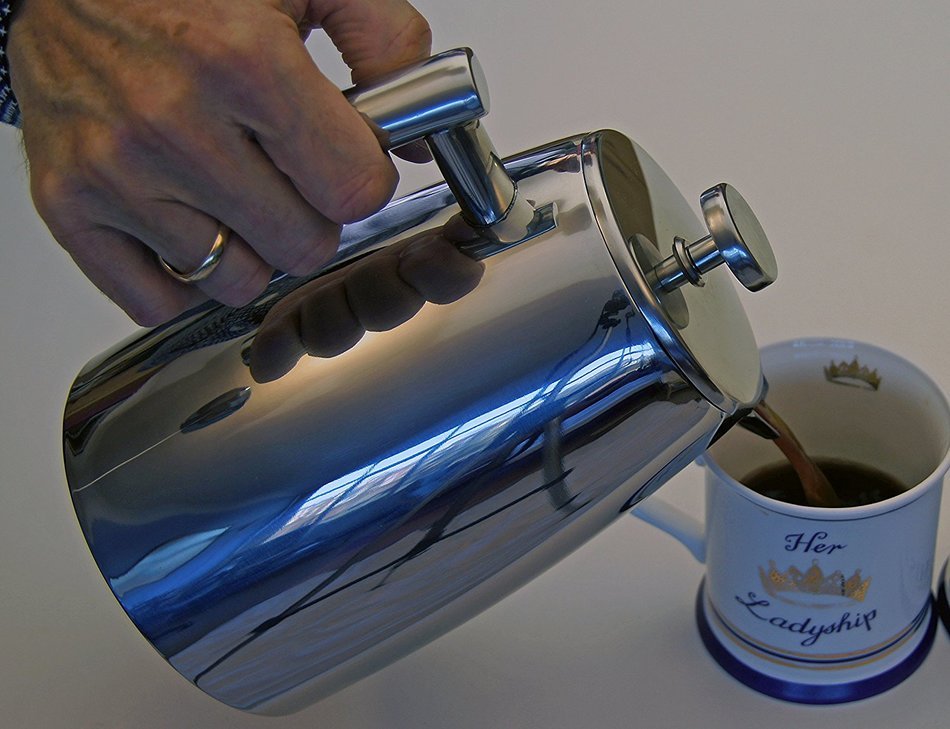 Elegant French Coffee Press Stainless Steel Insulated Double Wall with Spare Screen 8 cup 1 Liter (34oz) N4