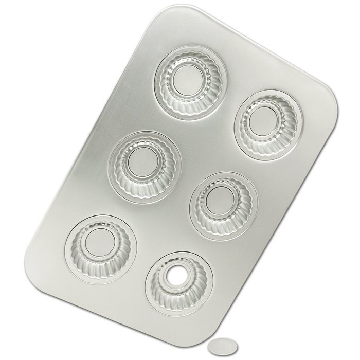 Fat Daddio's Fluted Tart Pan with Removable Bottoms, 6 Cavities